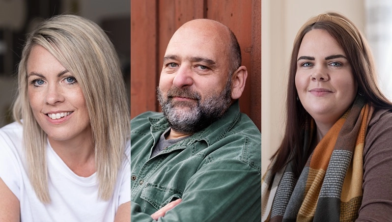 Foto von Laura, Michael, Sarah. Multiple Sklerose verursacht Schäden am Nervensystem, stört die Signalübertragung des Gehirns und Rückenmarks und kann die Funktionen von Blase und Darm beeinträchtigen. 